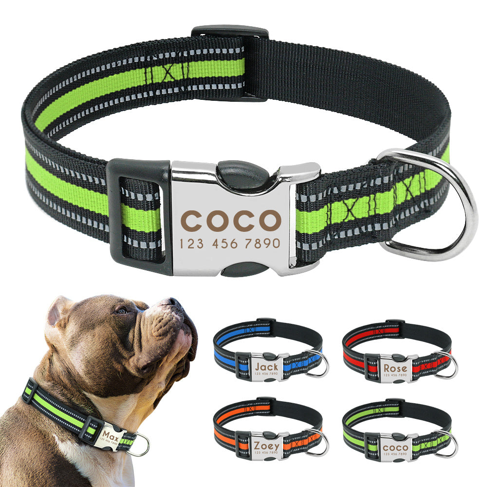 Collar Personalizado para Perros – Ajustable, Reflectivo y con Grabado Gratis