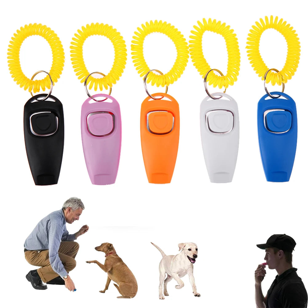 Dog Training Clicker Pet Cat Plastic Dogs Click Trainer Aid Tools Adjustable Wrist Strap Sound Key Chain Dog Trainer