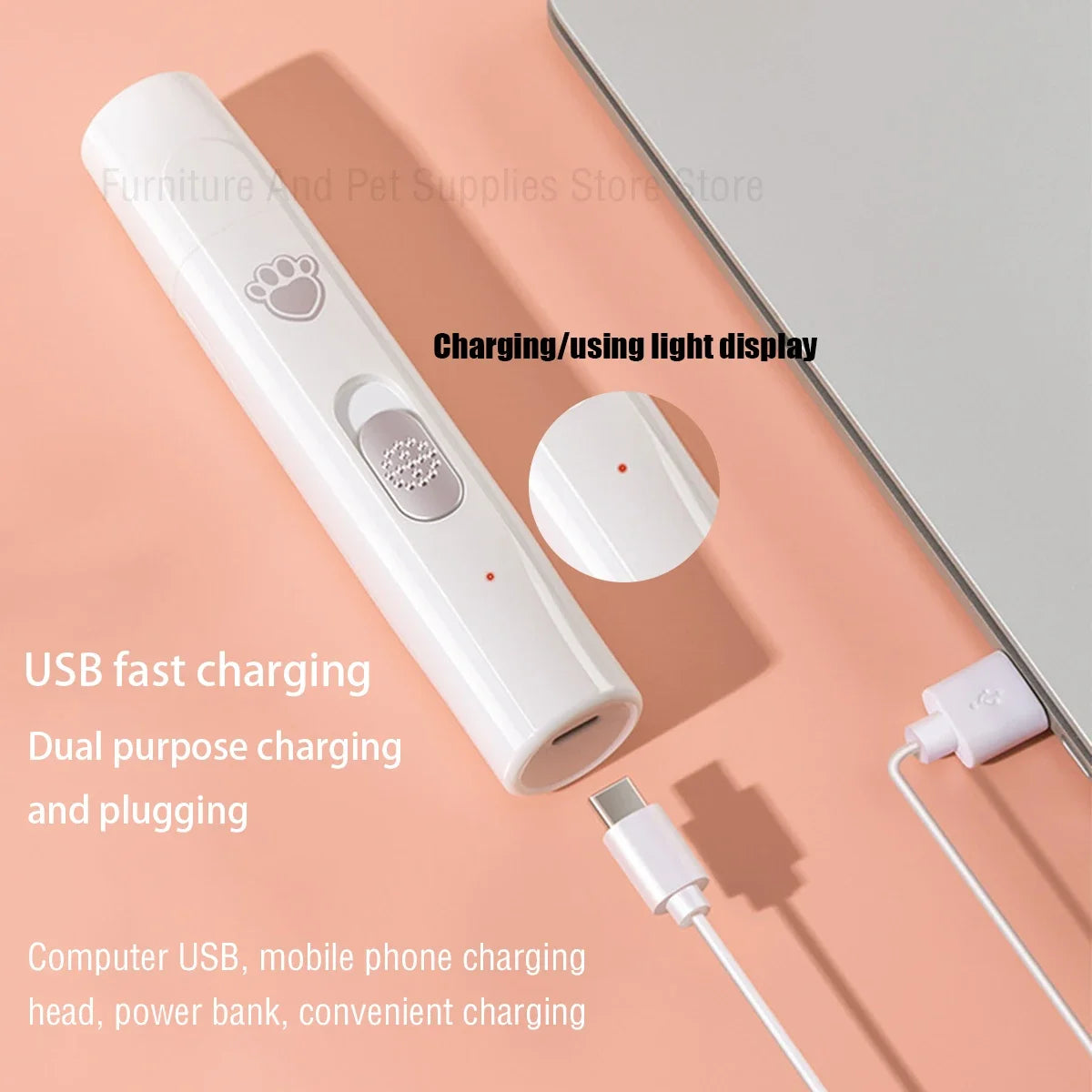 Electric Dog Nail Grinder Pet Nail Clipper USB Rechargeable Pet Nail Trimmers Painless with Polisher Wheel for Small/Large Pets
