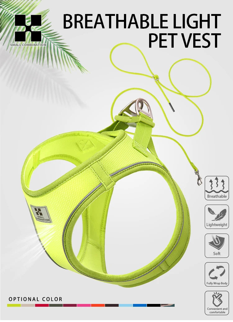 Dog Harness Leash Set for small medium dog Adjustable Reflective Puppy Cat Harness pet Vest Chihuahua Yorkies Outdoor Walking