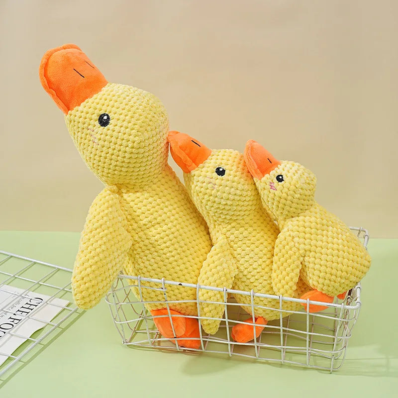 Plush Companion Sleeping Duck Dog Toys for Small Large Dogs Bite Resistant Teeth Grinding Sound Relief Duck Sound Toy