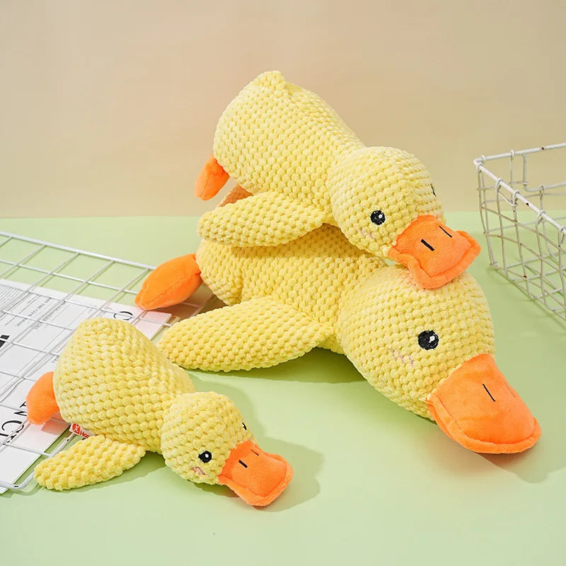 Plush Companion Sleeping Duck Dog Toys for Small Large Dogs Bite Resistant Teeth Grinding Sound Relief Duck Sound Toy