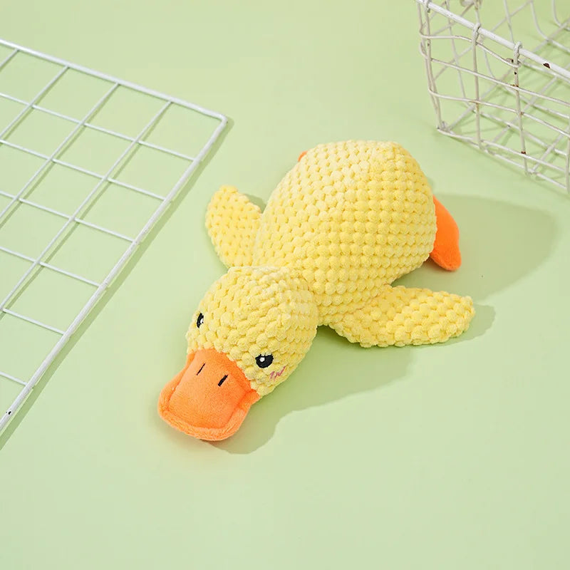 Plush Companion Sleeping Duck Dog Toys for Small Large Dogs Bite Resistant Teeth Grinding Sound Relief Duck Sound Toy