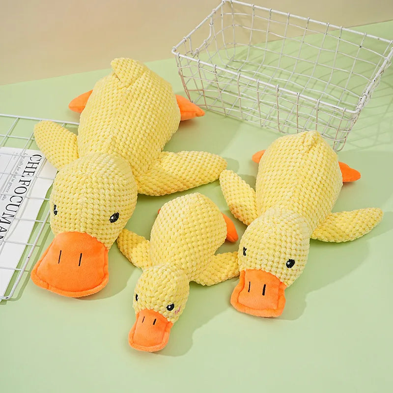 Plush Companion Sleeping Duck Dog Toys for Small Large Dogs Bite Resistant Teeth Grinding Sound Relief Duck Sound Toy