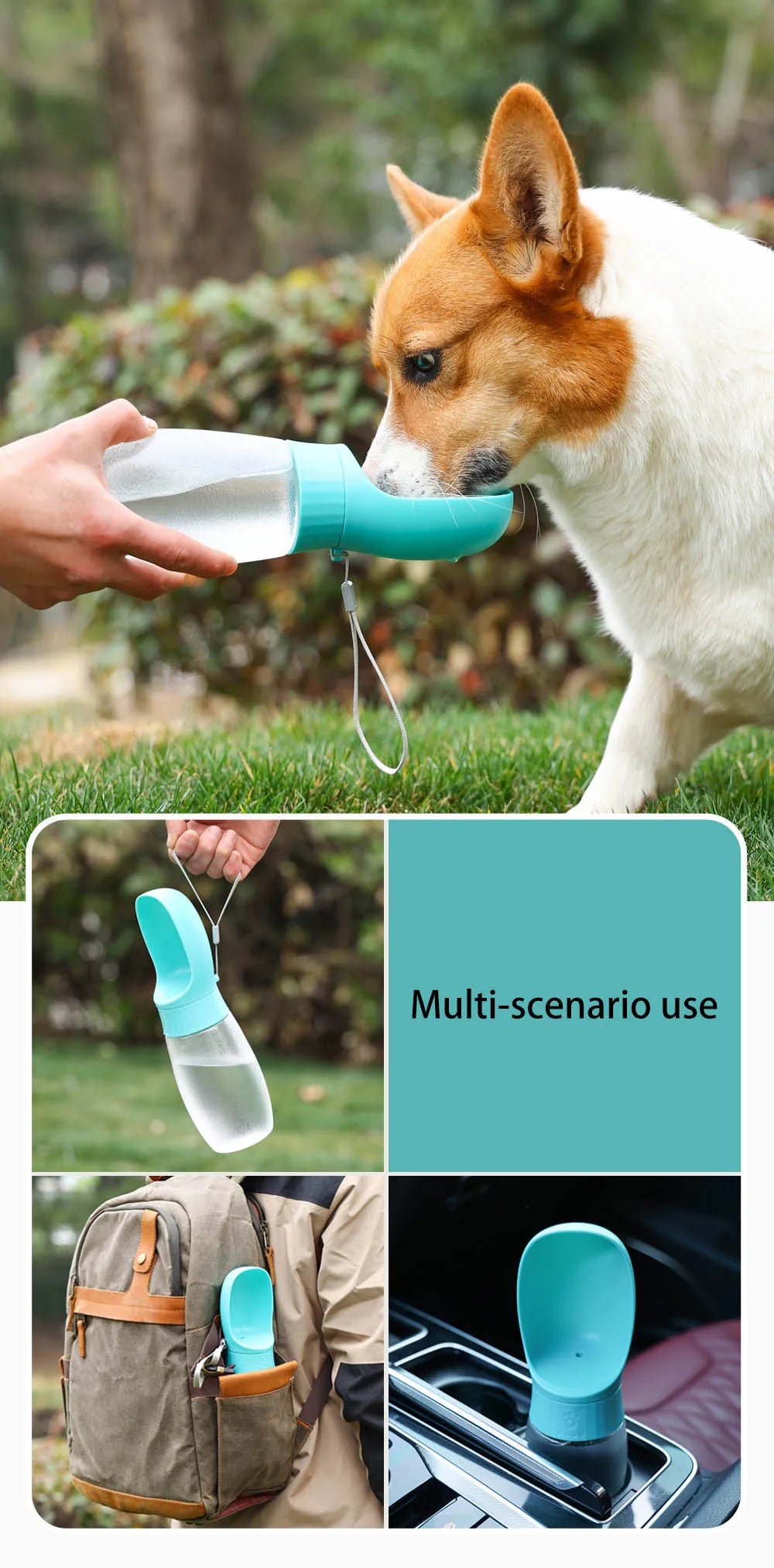 300ml/500ml portable pet water bottle suitable for small and medium-sized dogs and cats outdoor travel dog portable drinking cup