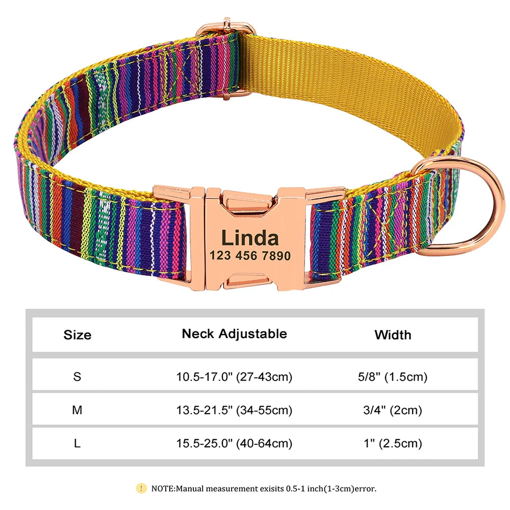 Personalized Dog Accessories Collar Nylon Printed Pet Puppy Collar Dog ID Collars Free Engraved ID for Small Medium Large Dogs