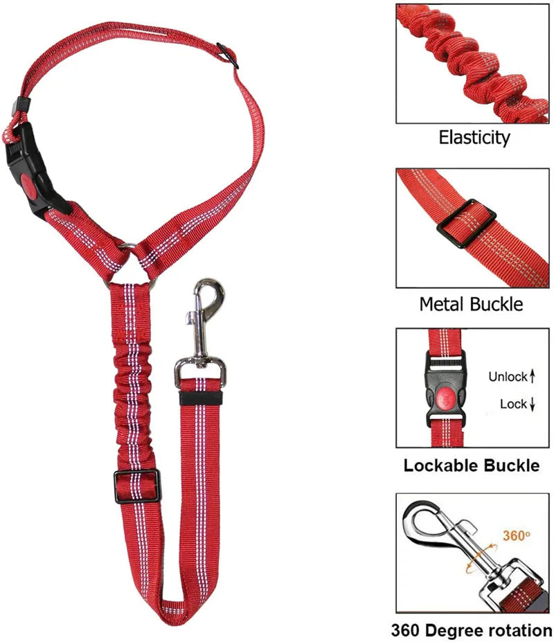 Solid Anti-shock Two-in-one Dog Harness Leash Pet Car Seat Belt with Clip Backseat Safety Belt  Kitten Collar Pet Accessories