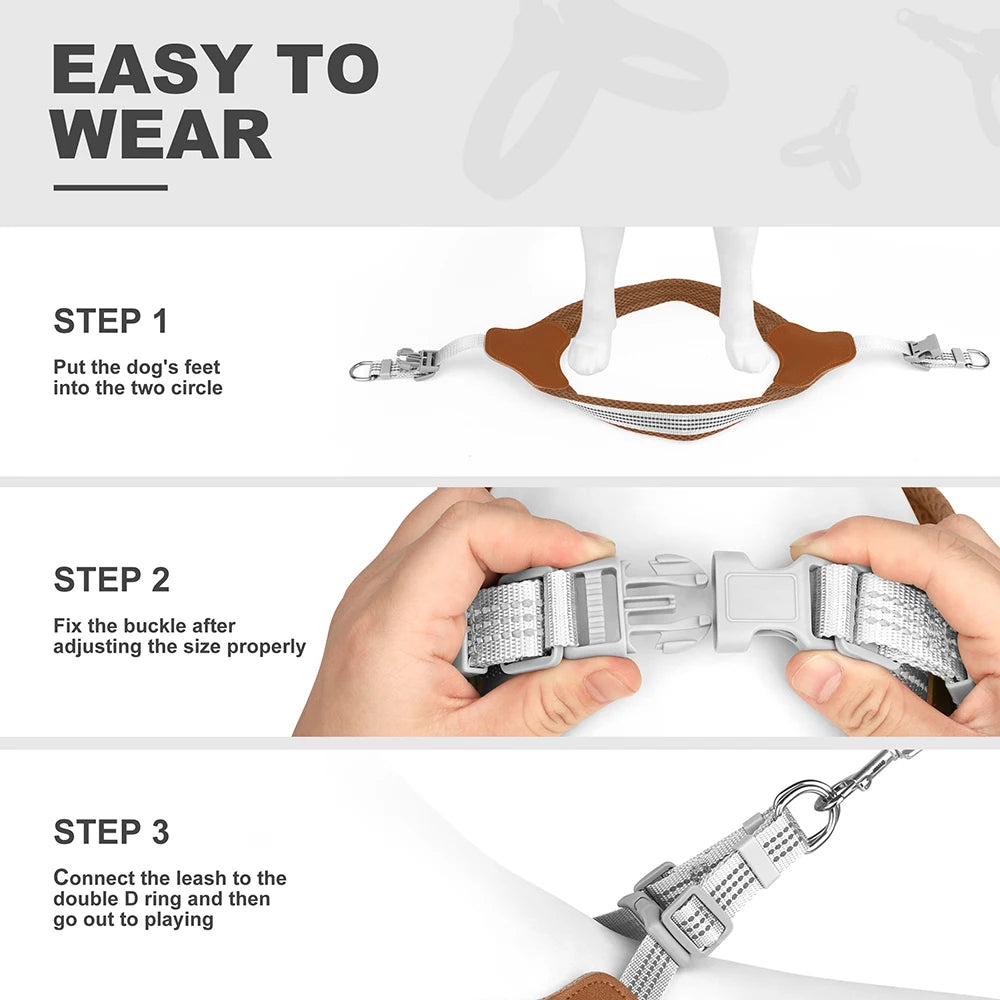 Reflective Nylon Dog Harness Mesh Breathable Pet Puppy Dog Harnesses Adjustable Vest for Small Medium Large Dogs Pug Bulldog
