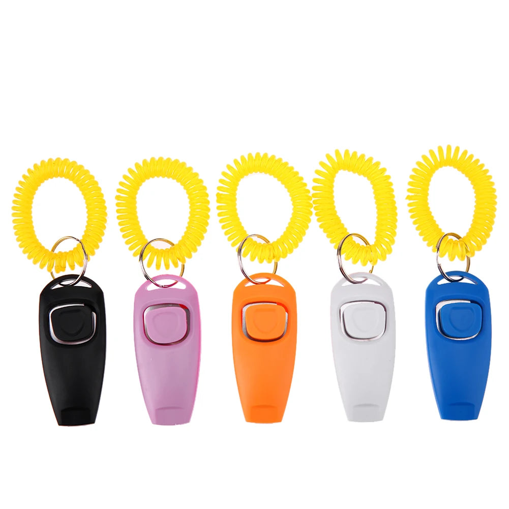 Dog Training Clicker Pet Cat Plastic Dogs Click Trainer Aid Tools Adjustable Wrist Strap Sound Key Chain Dog Trainer