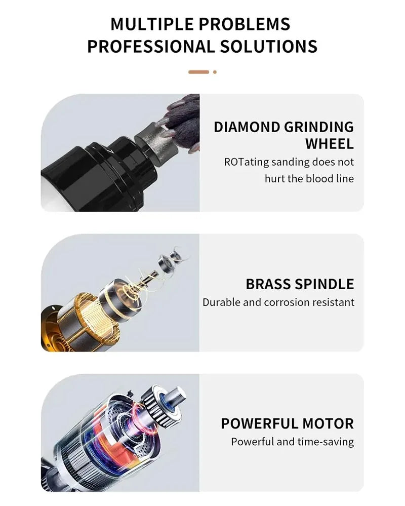Painless Electric Dog Nail Grinder for Small Large Dog Cat Nail Clippers Pet Paws Nail Grooming USB Charging Trimmer Pet Supplie