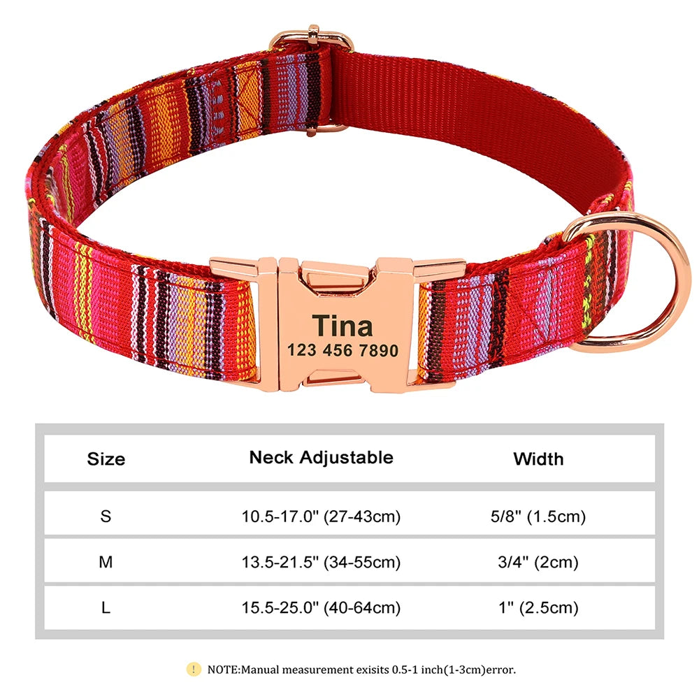 Personalized Dog Accessories Collar Nylon Printed Pet Puppy Collar Dog ID Collars Free Engraved ID for Small Medium Large Dogs