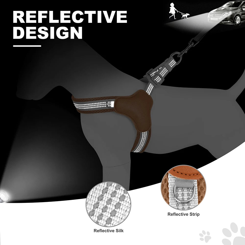 Reflective Nylon Dog Harness Mesh Breathable Pet Puppy Dog Harnesses Adjustable Vest for Small Medium Large Dogs Pug Bulldog