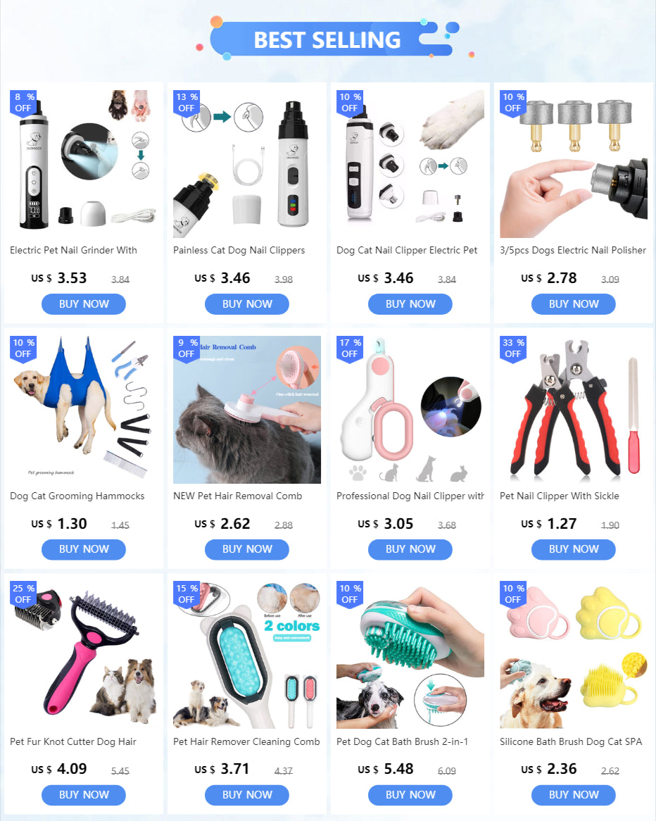 Electric Pet Nail Grinder With LED Light Cat Dogs Nail Clippers USB Rechargeable Paws Nail Cutter Pet Grooming Trimmer Supplies