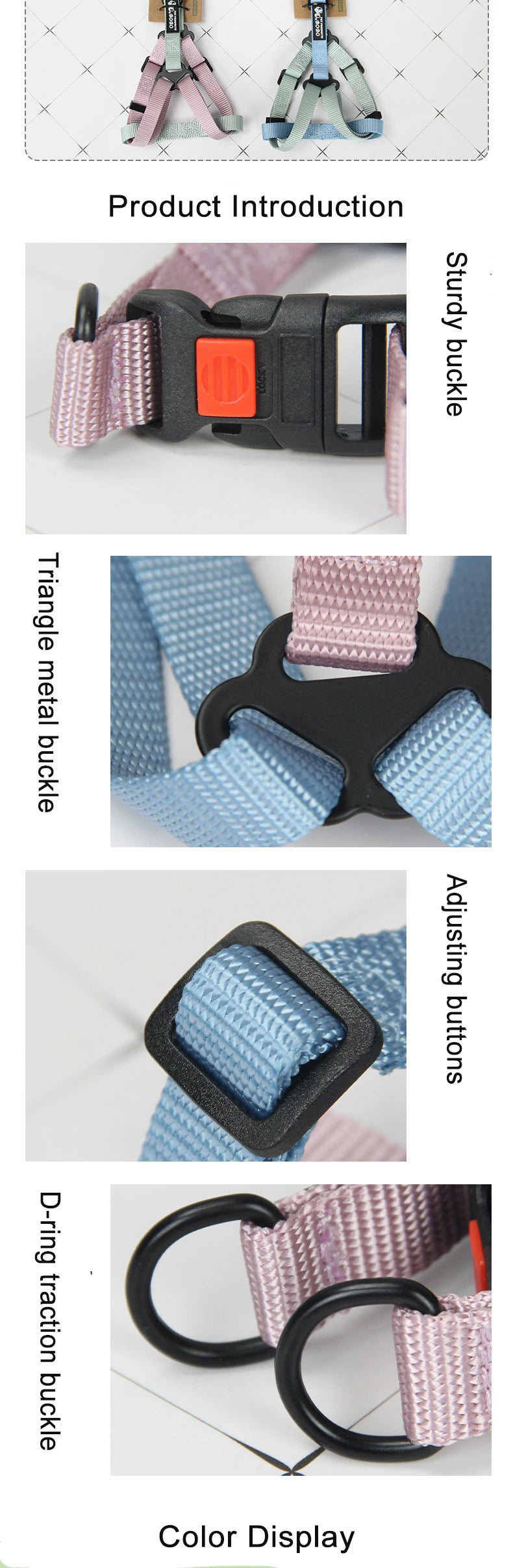 Adjustable Pet Harness for Small Medium Dogs Nylon Dog Harness Leash Set Puppy Harness Dog Accessories