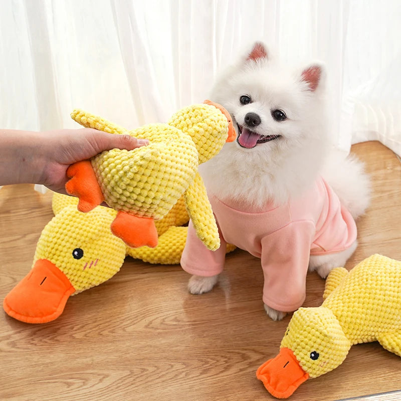 Booteely Dog toy plush companion sleeping duck bite resistant teeth grinding sound relief duck sound toy