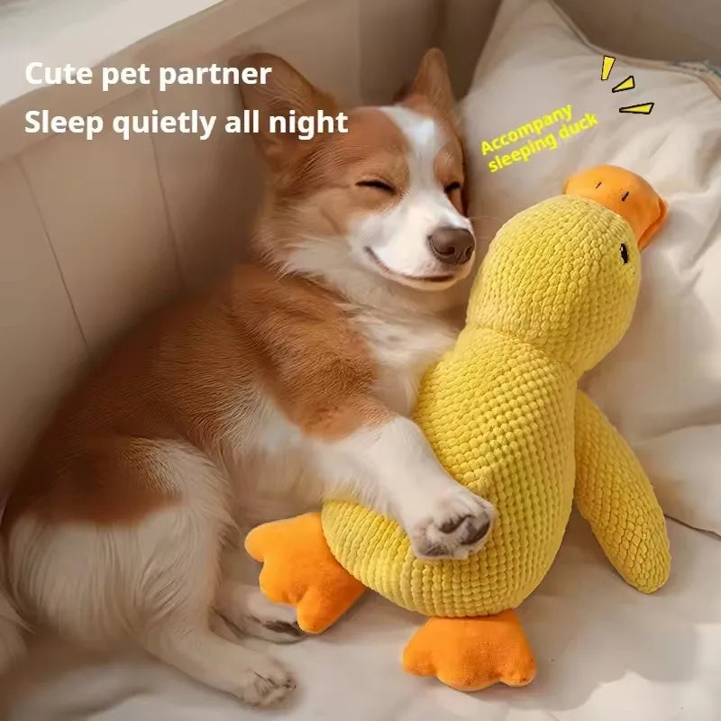 Booteely Dog toy plush companion sleeping duck bite resistant teeth grinding sound relief duck sound toy