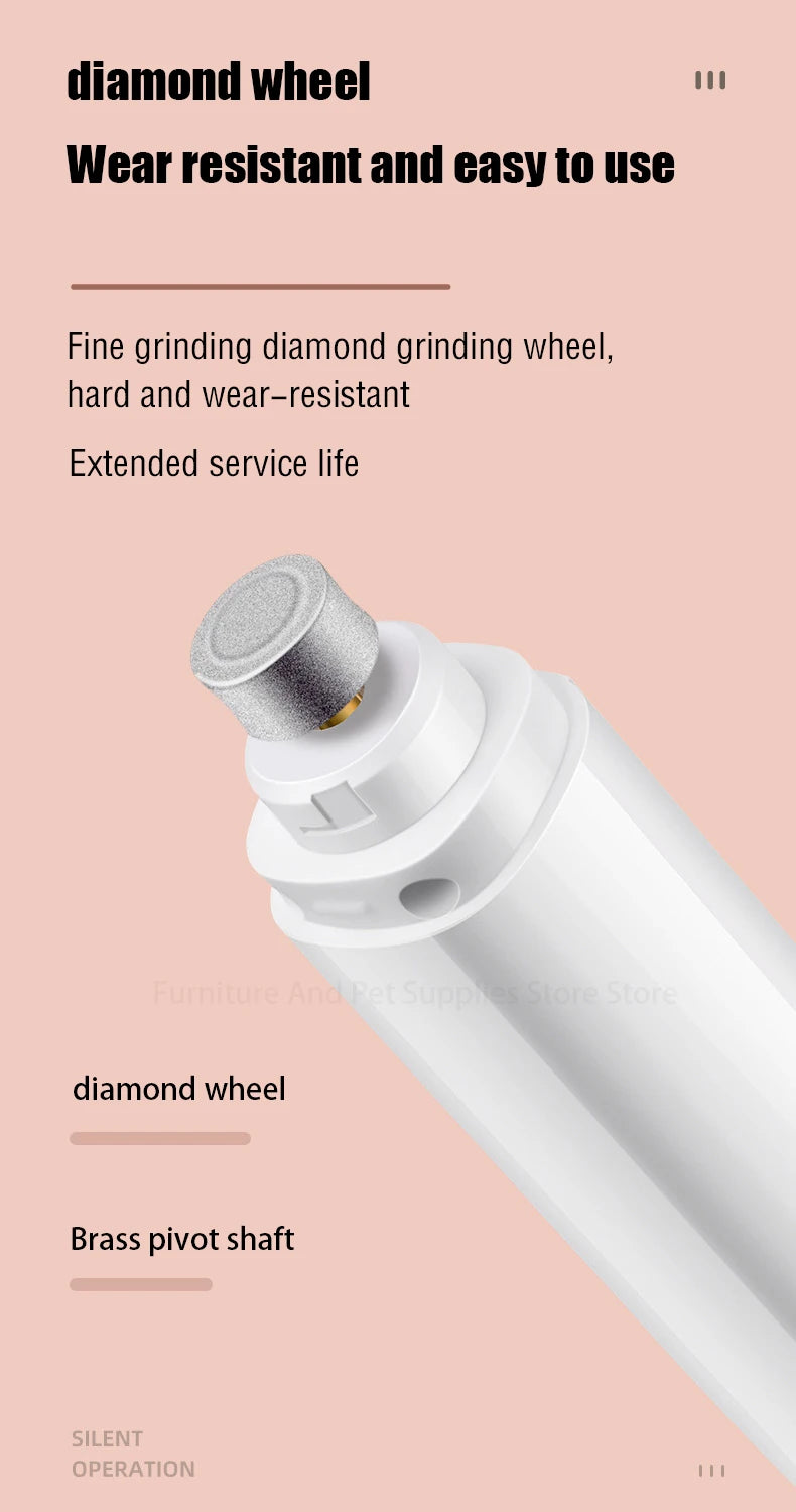 Electric Dog Nail Grinder Pet Nail Clipper USB Rechargeable Pet Nail Trimmers Painless with Polisher Wheel for Small/Large Pets