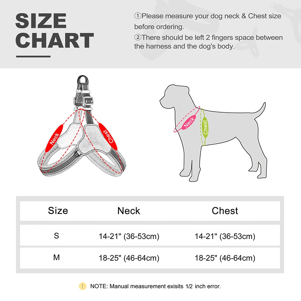Reflective Nylon Dog Harness Mesh Breathable Pet Puppy Dog Harnesses Adjustable Vest for Small Medium Large Dogs Pug Bulldog