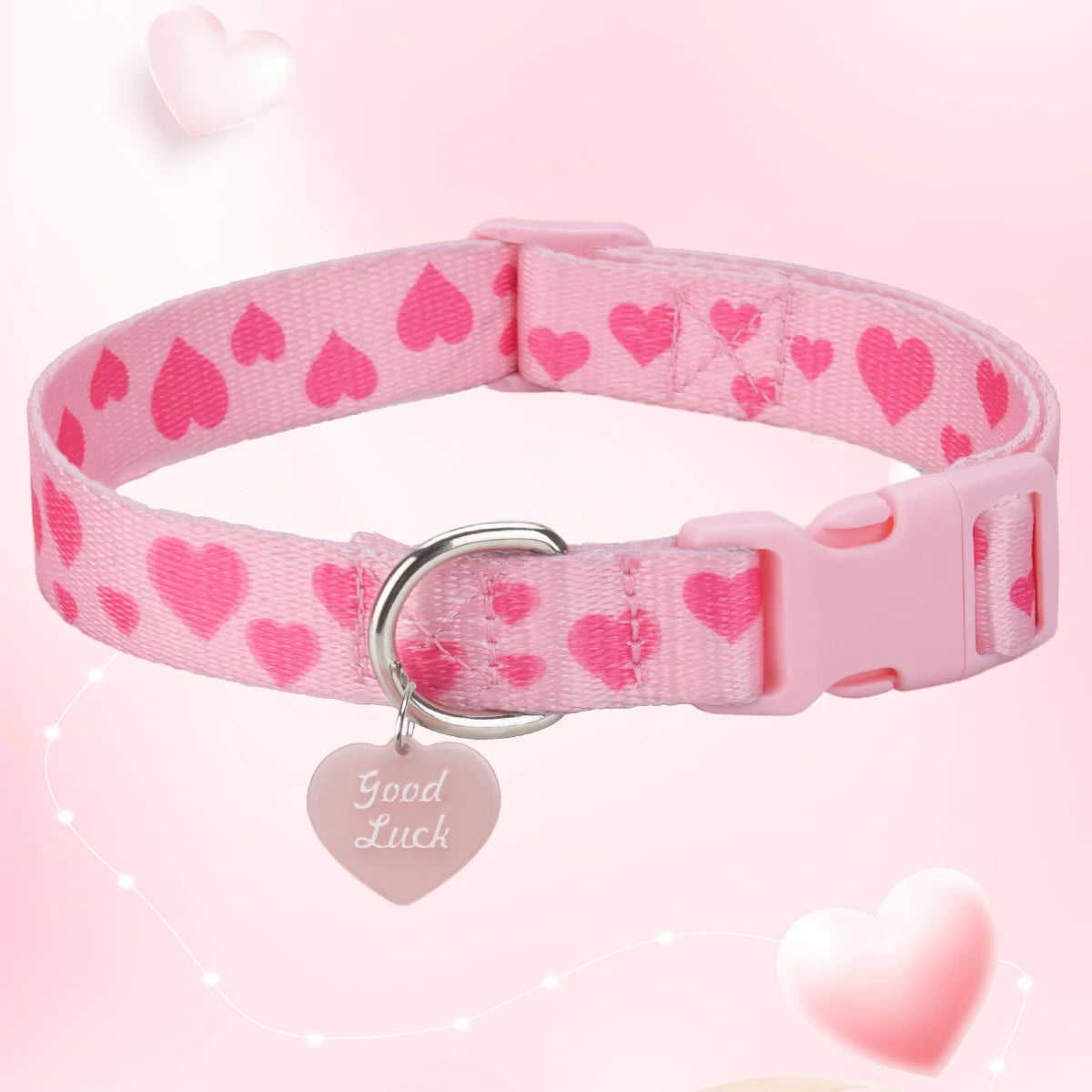 CP613--love printed pet dog & cat collar, high density printed ribbon and exquisite pendant, durable buckle.