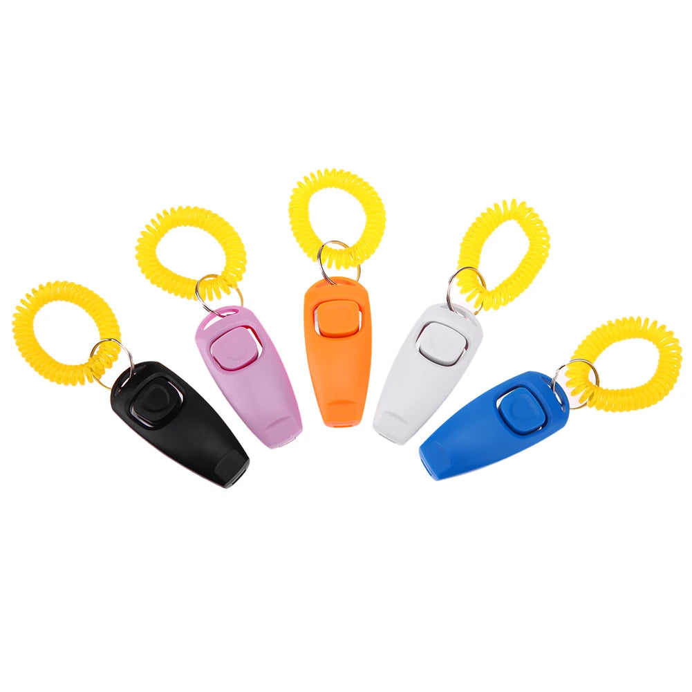 Dog Training Clicker Pet Cat Plastic Dogs Click Trainer Aid Tools Adjustable Wrist Strap Sound Key Chain Dog Trainer