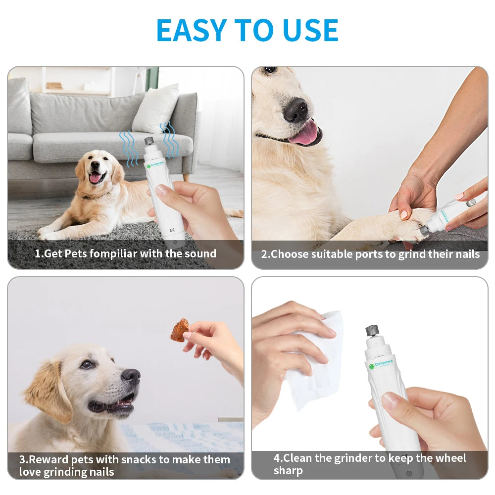 Electric Pet Nail Grinder USB Rechargeable Dog Nail Clippers Elektrische Nail Grinder With Led Light Nail Grooming Trimmer