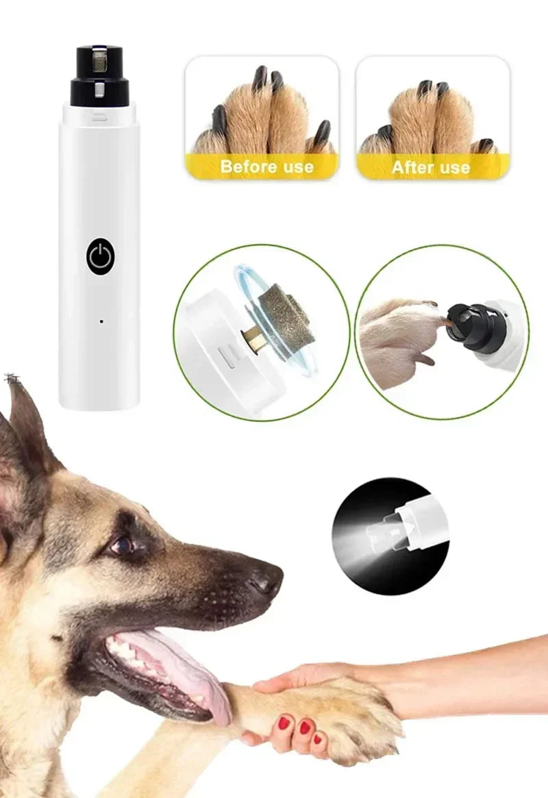 New Electric Dog Nail Clippers Rechargeable USB Charging LED Light Quiet Cat Nail Grinders Pet Paws Nail Grooming Supplies