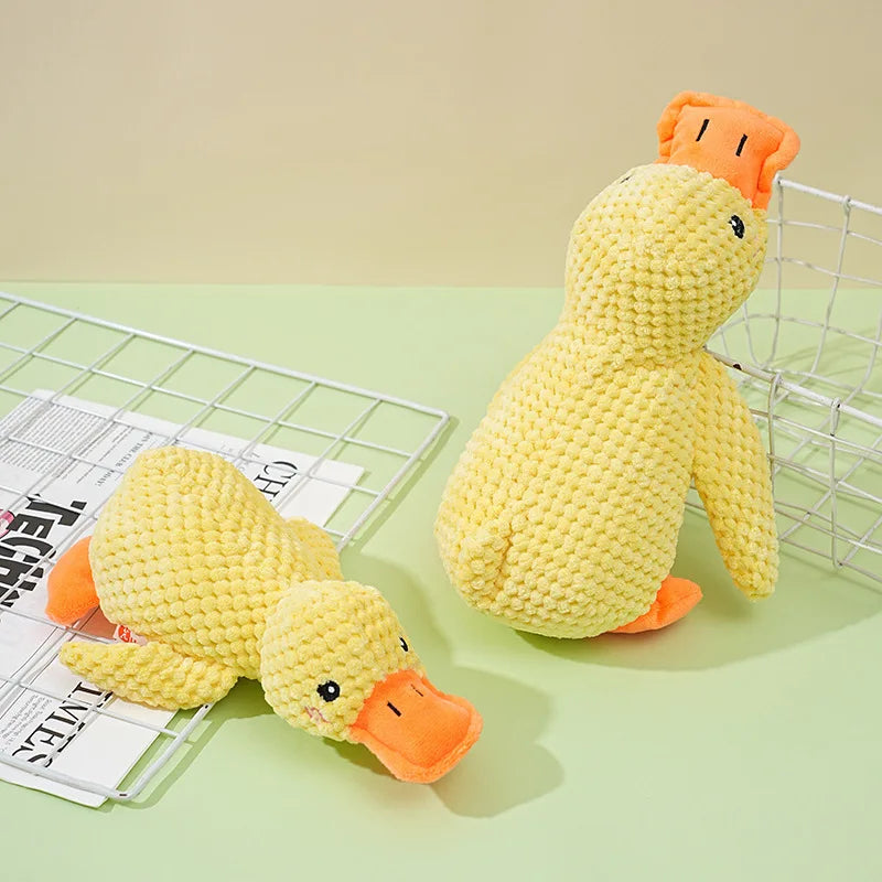 Plush Companion Sleeping Duck Dog Toys for Small Large Dogs Bite Resistant Teeth Grinding Sound Relief Duck Sound Toy