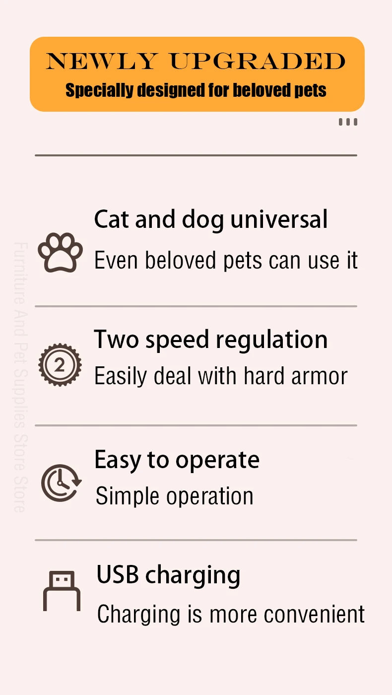 Electric Dog Nail Grinder Pet Nail Clipper USB Rechargeable Pet Nail Trimmers Painless with Polisher Wheel for Small/Large Pets