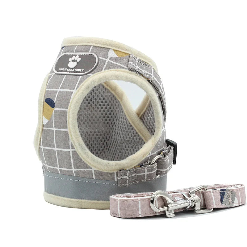 Nylon Dog Harness Breathable Mesh Vest Adjustable Dog Harness and Leash Set for Small Dogs Cats Reflective Pet Collar for Puppy
