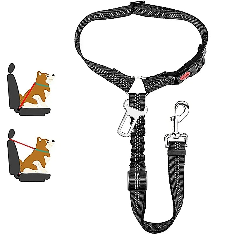 Solid Anti-shock Two-in-one Dog Harness Leash Pet Car Seat Belt with Clip Backseat Safety Belt  Kitten Collar Pet Accessories