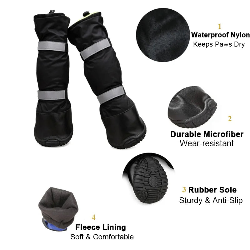 Medium Large Dog Shoes Waterproof Outdoor Winter Boots For Dog Booties Warm Long Non Slip Rain Shoes For Dog Zapatos Para Perro