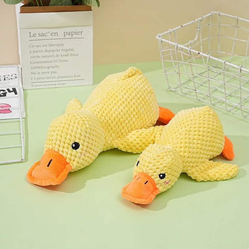Plush Companion Sleeping Duck Dog Toys for Small Large Dogs Bite Resistant Teeth Grinding Sound Relief Duck Sound Toy