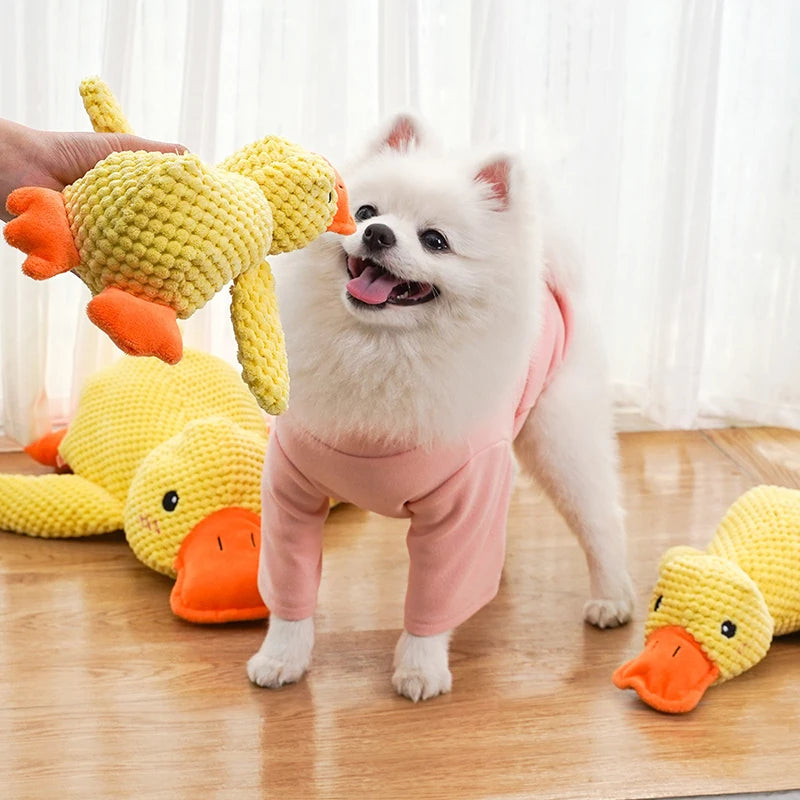 Booteely Dog toy plush companion sleeping duck bite resistant teeth grinding sound relief duck sound toy