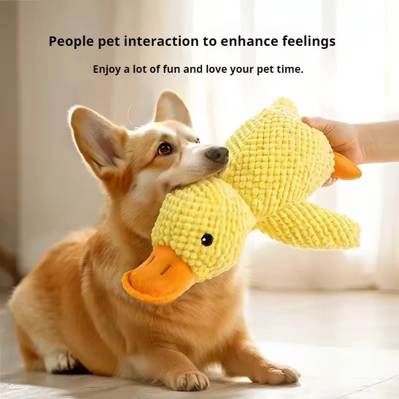 Booteely Dog toy plush companion sleeping duck bite resistant teeth grinding sound relief duck sound toy