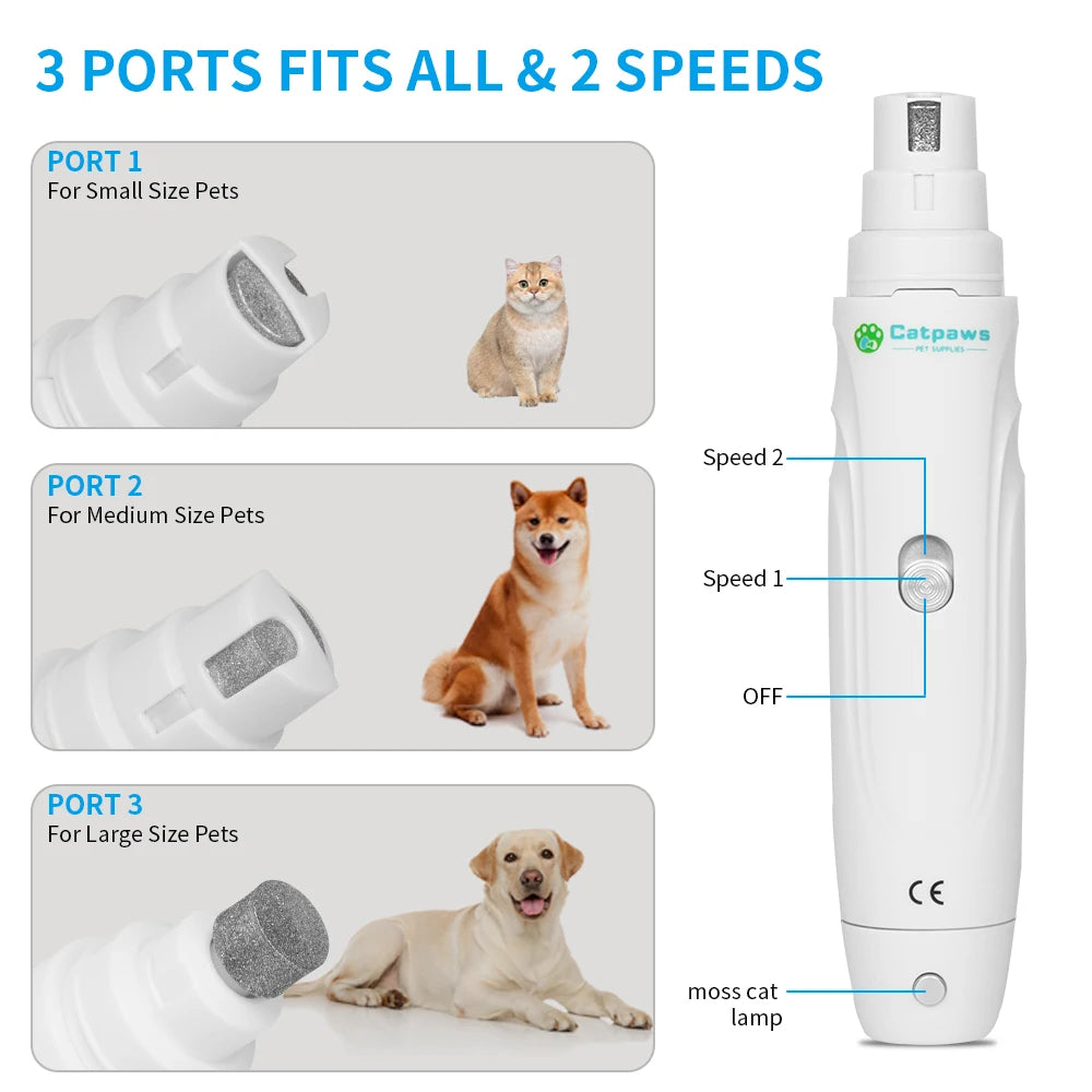Electric Pet Nail Grinder USB Rechargeable Dog Nail Clippers Elektrische Nail Grinder With Led Light Nail Grooming Trimmer