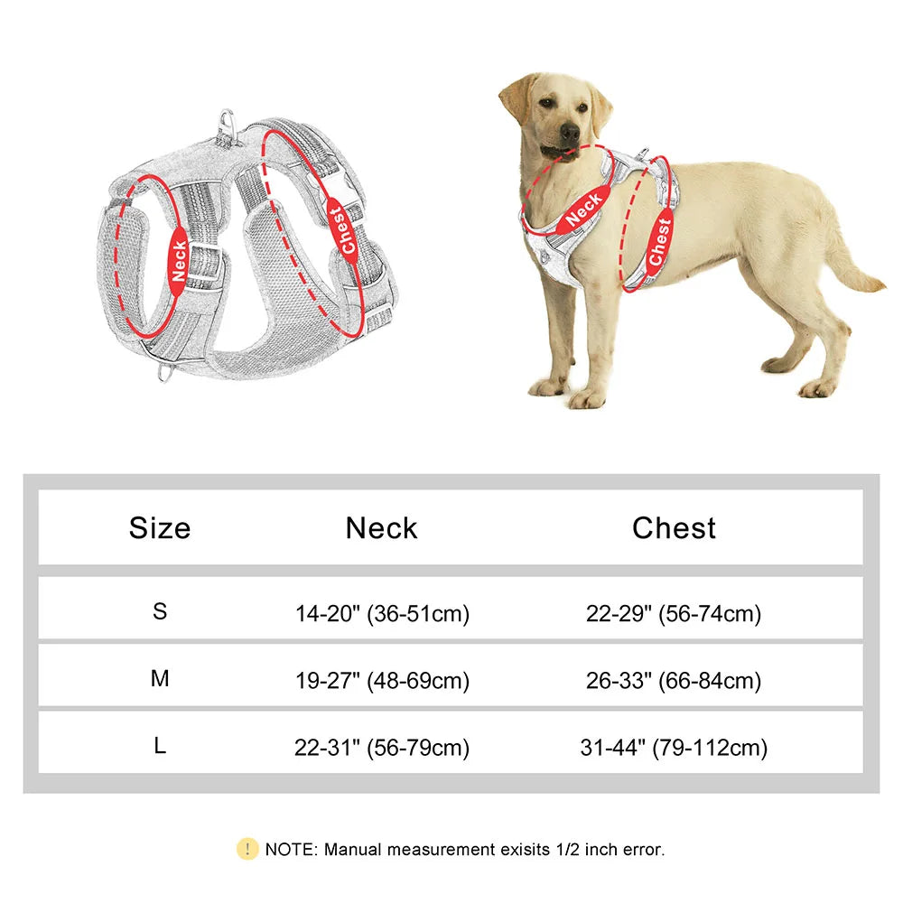Waterproof PU Dog Harness Breathable Nylon Dog Harnesses Pet Training Walking Vest With Reflective Strip for Small Large Dogs